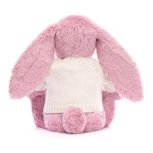 Bashful Tulip Pink Bunny with Personalised Cream Jumper