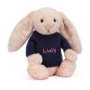 Bashful Blush Bunny with Personalised Navy Jumper