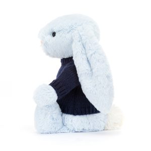 Bashful Blue Bunny with Personalised Navy Jumper