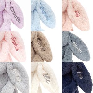 Personalised Bashful Dusky Blue Bunny Medium