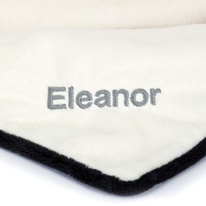 Personalised Bashful Black & Cream Puppy Blankie